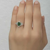 Gümüş Yeşil Baget Taşlı Kadın Yüzük SL4714 thumbnail 10