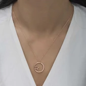 Gümüş Rose Yıldız Detaylı Halka Kadın Kolye SL4747 thumbnail 2