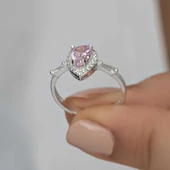Gümüş Pembe Damla Taşlı Kadın Yüzük SL4701 thumbnail 7