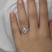 Gümüş Beyaz Baget Taşlı Kadın Yüzük  SL4713 thumbnail 6