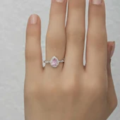 Gümüş Pembe Damla Taşlı Kadın Yüzük SL4701 thumbnail 12