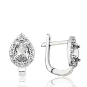 Gümüş Beyaz Taşlı Damla J Kadın Küpe SL5656 thumbnail 2