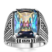 Gümüş Mistik Topaz Kare Erkek Yüzük SL5239 thumbnail 2