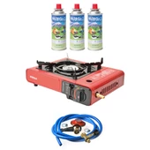 Nurgaz Ng 501 Çantalı Tekli Portatif Ocak + 3 Adet Kartuş +Hortum Dedantör Musluk Set - 3