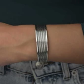 Gümüş Eskitme Desenli Kadın Bilezik SL4965 thumbnail 5