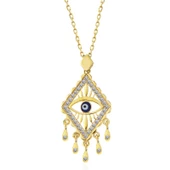 Gümüş Gold Nazarlı Göz Kadın Kolye SL5405 thumbnail 3