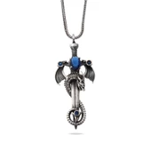 Gümüş Safir Taşlı Ejderha Erkek Kolye SL5411 thumbnail 1