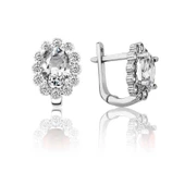 Gümüş Beyaz Çiçek Desenli J Kadın Küpe SL5659 thumbnail 1