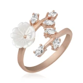 ​Gümüş Rose Beyaz Bahar Çiçeği Yüzük SL5450 thumbnail 2