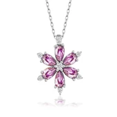 Gümüş Mor Lotus Çiçeği Kadın Kolye thumbnail 3
