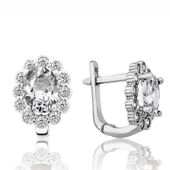 Gümüş Beyaz Çiçek Desenli J Kadın Küpe SL5659 thumbnail 2