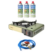 Nurgaz Ng 501 Çantalı Tekli Portatif Ocak + 3 Adet Kartuş +Hortum Dedantör Musluk Set - 5