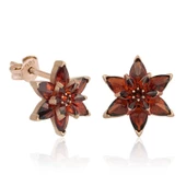 Gümüş Kırmızı Lotus Çiçeği Çivili Küpe SL4936 thumbnail 1