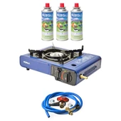 Nurgaz Ng 501 Çantalı Tekli Portatif Ocak + 3 Adet Kartuş +Hortum Dedantör Musluk Set - 2