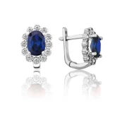 Gümüş Mavi Çiçek Desenli J Kadın Küpe SL5660 thumbnail 1