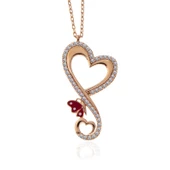 Gümüş Rose Kalpli Kelebek Kadın Kolye SL5311 thumbnail 1