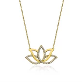 Gümüş Gold Lotus Çiçeği Kadın Kolye SL5676 thumbnail 1
