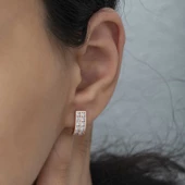 Gümüş Çift Sıra Beyaz Taşlı J Kadın Küpe SL5091 thumbnail 3