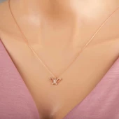 Gümüş Rose Kelebek Kadın Kolye  SL5183 - 2