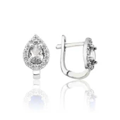 Gümüş Beyaz Taşlı Damla J Kadın Küpe SL5656 thumbnail 1