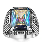 Gümüş Mistik Topaz Kare Erkek Yüzük SL5239 thumbnail 5