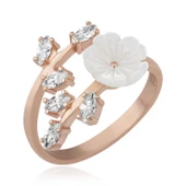 ​Gümüş Rose Beyaz Bahar Çiçeği Yüzük SL5450 thumbnail 1