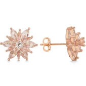 Gümüş Rose 4 Katman Lotus Çiçeği Kadın Çivili Küpe SL5471 thumbnail 1