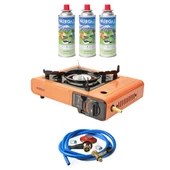 Nurgaz Ng 501 Çantalı Tekli Portatif Ocak + 3 Adet Kartuş +Hortum Dedantör Musluk Set - 4