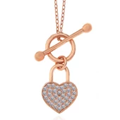 Gümüş Rose Sallantılı Kalp Kadın Kolye SL5316 thumbnail 5