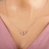 Gümüş Rose Melek Kanadı Sonsuzluk Kadın Kolye SL5323 thumbnail 2