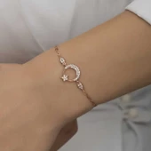 Gümüş Rose Ay Yıldız Kadın Bileklik SL5247 thumbnail 8