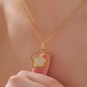 ​Gümüş Gold Çiçek Desenli Kadın Kolye  SL6164 thumbnail 2