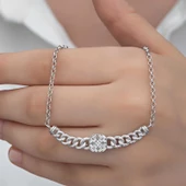 Gümüş Gurmet Zincirli Kare Baget Taşlı Kadın Kolye SL6159 thumbnail 7