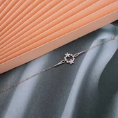 Gümüş Rose Beyaz Çiçek Kadın Bileklik SL6005 thumbnail 2