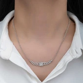 Gümüş Gurmet Zincirli Kare Baget Taşlı Kadın Kolye SL6159 thumbnail 10