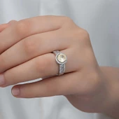 Gümüş Sarı Tek Taş Kadın Yüzük SL6257 thumbnail 4