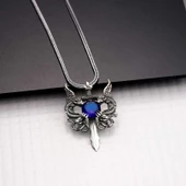 Gümüş Mavi Taşlı Ejderha Erkek Kolye SL5942 thumbnail 2