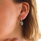 ​Gümüş Sallantılı Kaplan Figürlü Kadın Küpe SL6034 thumbnail 2