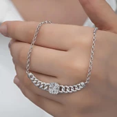 Gümüş Gurmet Zincirli Kare Baget Taşlı Kadın Kolye SL6159 thumbnail 9