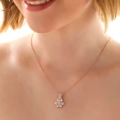 Gümüş Rose Beyaz Sevgi Çiçeği Kadın Kolye SL5988 thumbnail 2