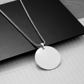 Gümüş Yuvarlak Plaka Kolye SL5945 thumbnail 2