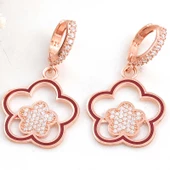 ​Gümüş Rose Sallantılı Çiçek Desenli Kadın Küpe SL6175 thumbnail 1