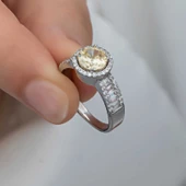 Gümüş Sarı Tek Taş Kadın Yüzük SL6257 thumbnail 2