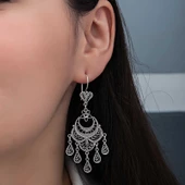 Gümüş Ayyıldız Telkari Sallantılı Kadın Küpe SL6246 thumbnail 3