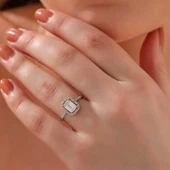 Gümüş Beyaz Baget Taşlı Kadın Yüzük  SL6217 thumbnail 4