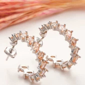 Gümüş Kahverengi Taşlı Damla Çivili Kadın Küpe SL6016 thumbnail 1