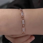 Gümüş Rose Baget Taşlı Kadın Bileklik SL6064 - 3