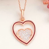 Gümüş Rose Kalp Kadın Kolye SL6151 thumbnail 3