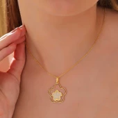 ​Gümüş Gold Çiçek Desenli Kadın Kolye  SL6164 thumbnail 3