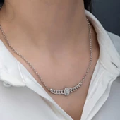 Gümüş Gurmet Zincirli Oval Baget Taşlı Kadın Kolye SL6157 thumbnail 10